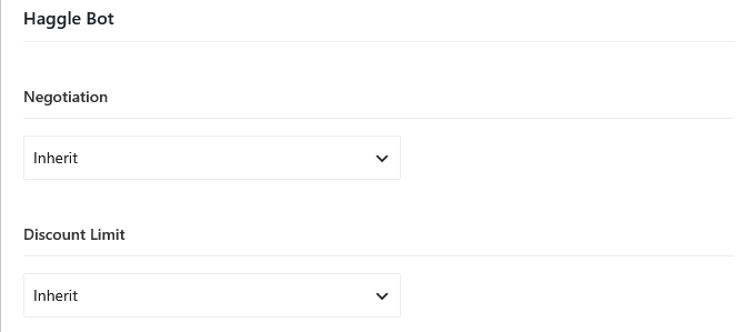 Haggle Bot fields on the category edit screen