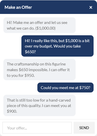 Mid-negotiation: customer offer and bot counter