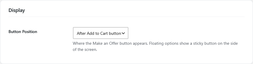 Settings: Display tab with the button position dropdown