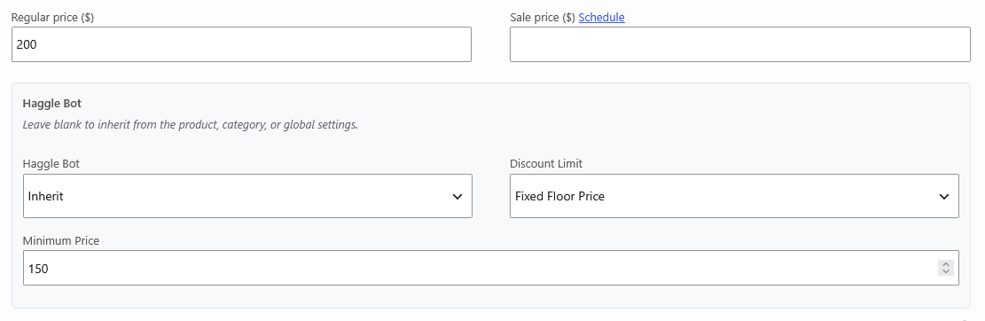 Per-variation floor field on a variable product